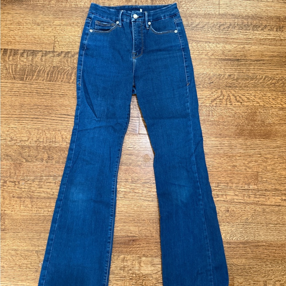 Good American Deep Blue Flare Jeans